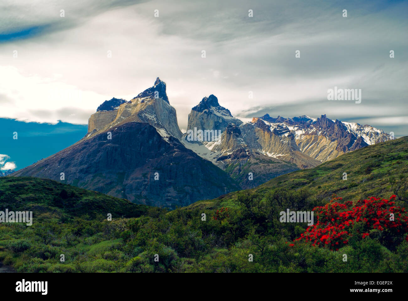 La vue étonnante de Torres del Paine dans Andes d'Amérique du Sud Banque D'Images