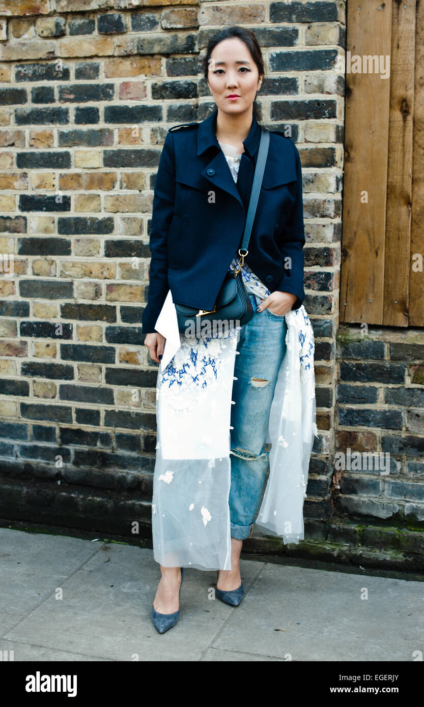 Shini, parc de stationnement et le Cube, assistant à la montrer lors de Burberry London fashion week - Feb 23, 2015 - Photo : Céline Gaille Manhattan/Piste/photo alliance Banque D'Images
