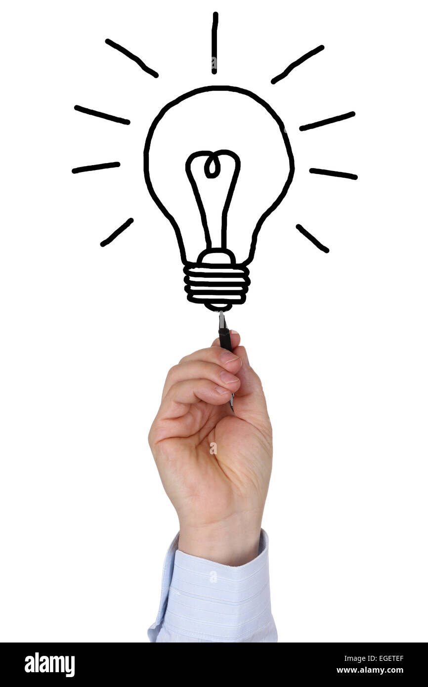 Businessman dimensions une ampoule comme symbole d'une idée d'entreprise Banque D'Images