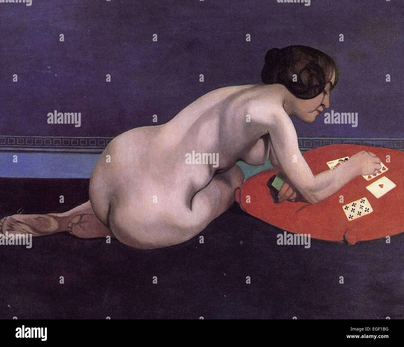Felix Vallotton nue, de cartes à jouer Banque D'Images