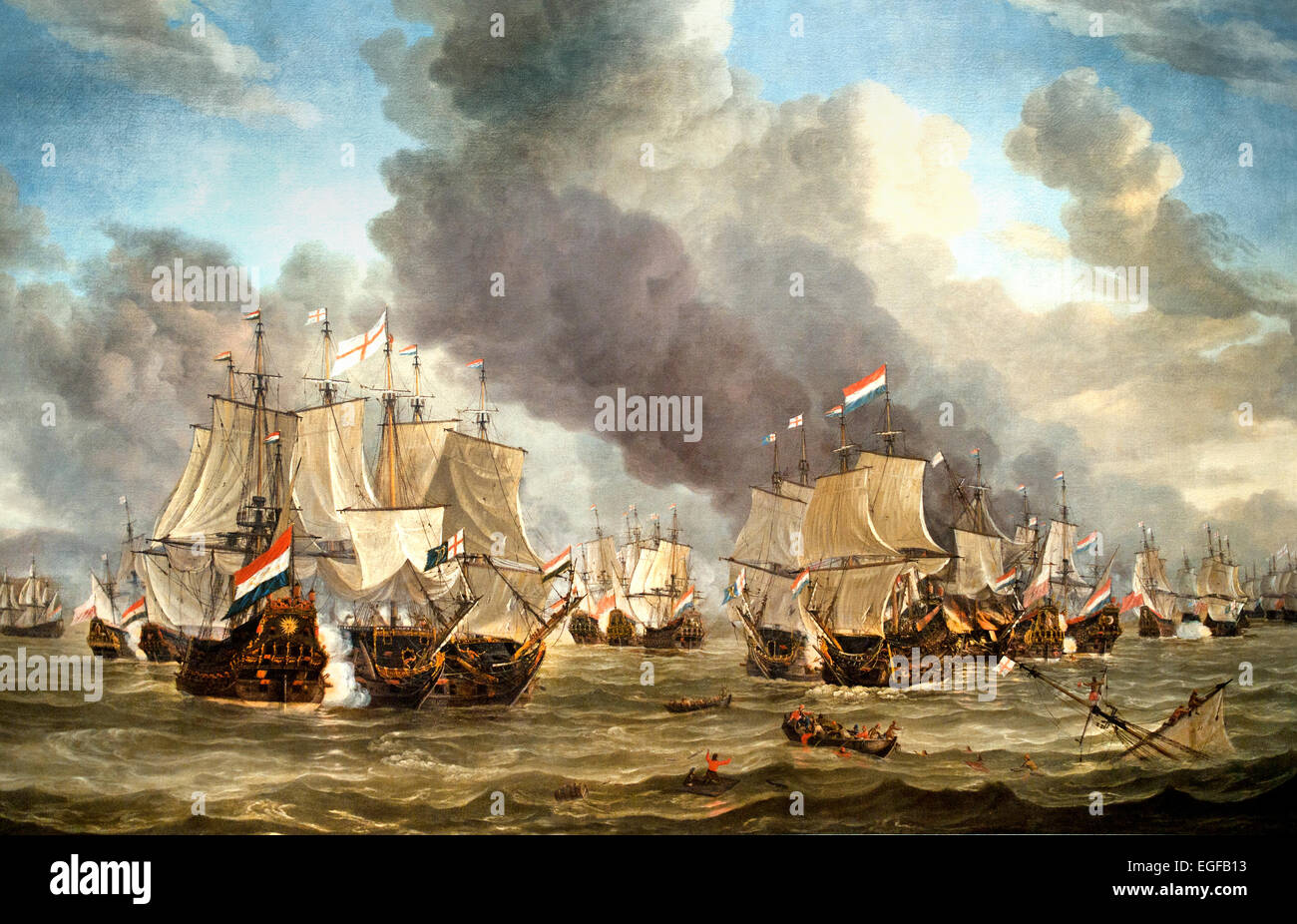 La bataille de Livourne 1653 - 1664 Reinier Nooms Pays-bas néerlandais ( La bataille entre le néerlandais et l'anglais qui pêchent au large le port italien de Livourne (Livourne). A la victoire les Néerlandais de contrôle sur le commerce de la Méditerranée ) Banque D'Images