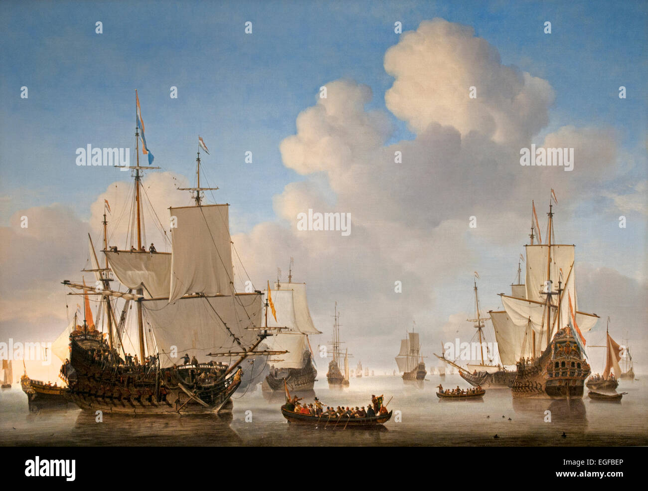 Navires néerlandais sur une mer calme 1665 Willem van de Velde 1 Néerlandais Pays-Bas 1611-1693 Banque D'Images