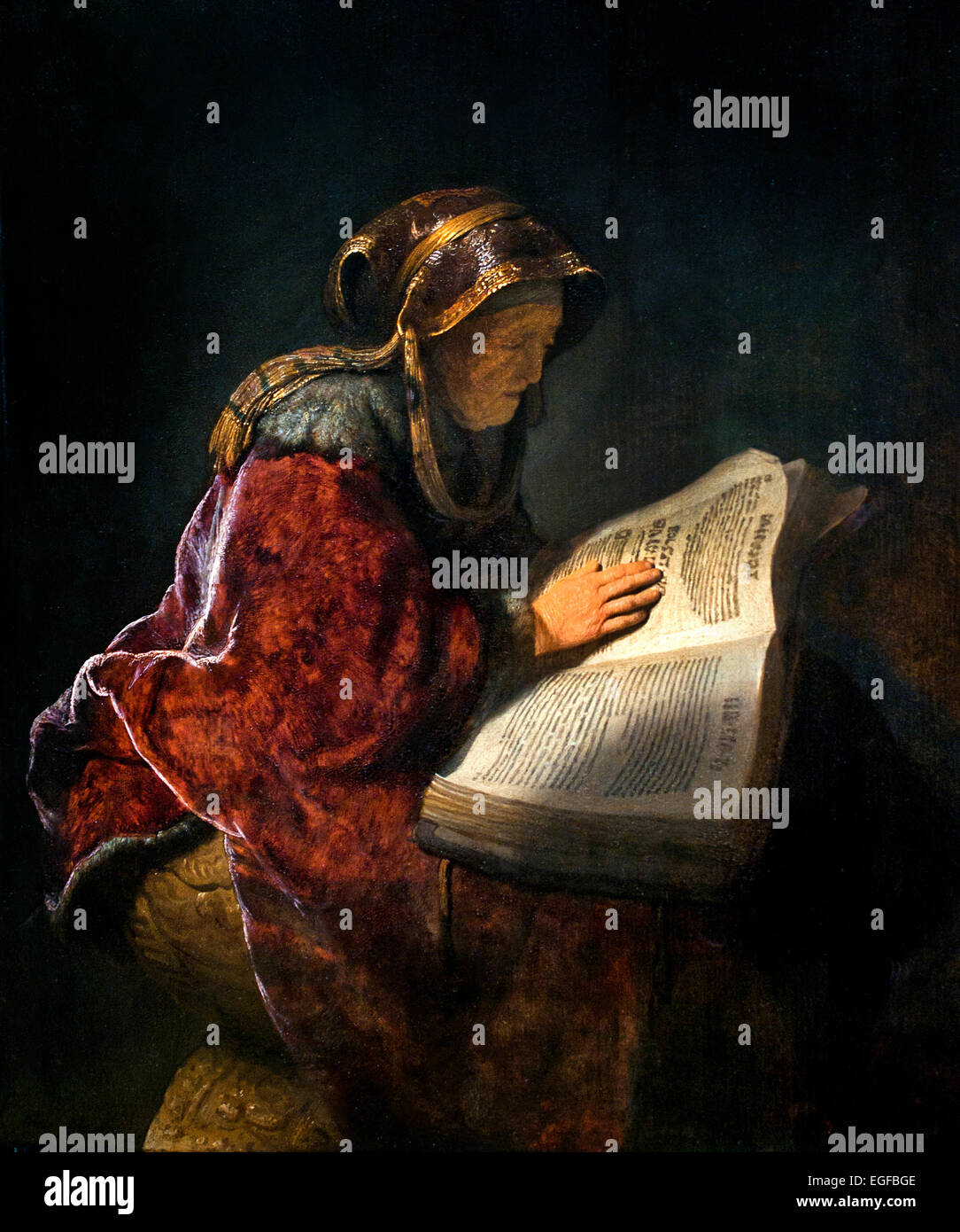Une vieille femme à la lecture, probablement la prophétesse Anne 1731 Rembrandt Harmenszoon van Rijn Pays-bas Dutch 1606-1669 Dutch Holland Banque D'Images