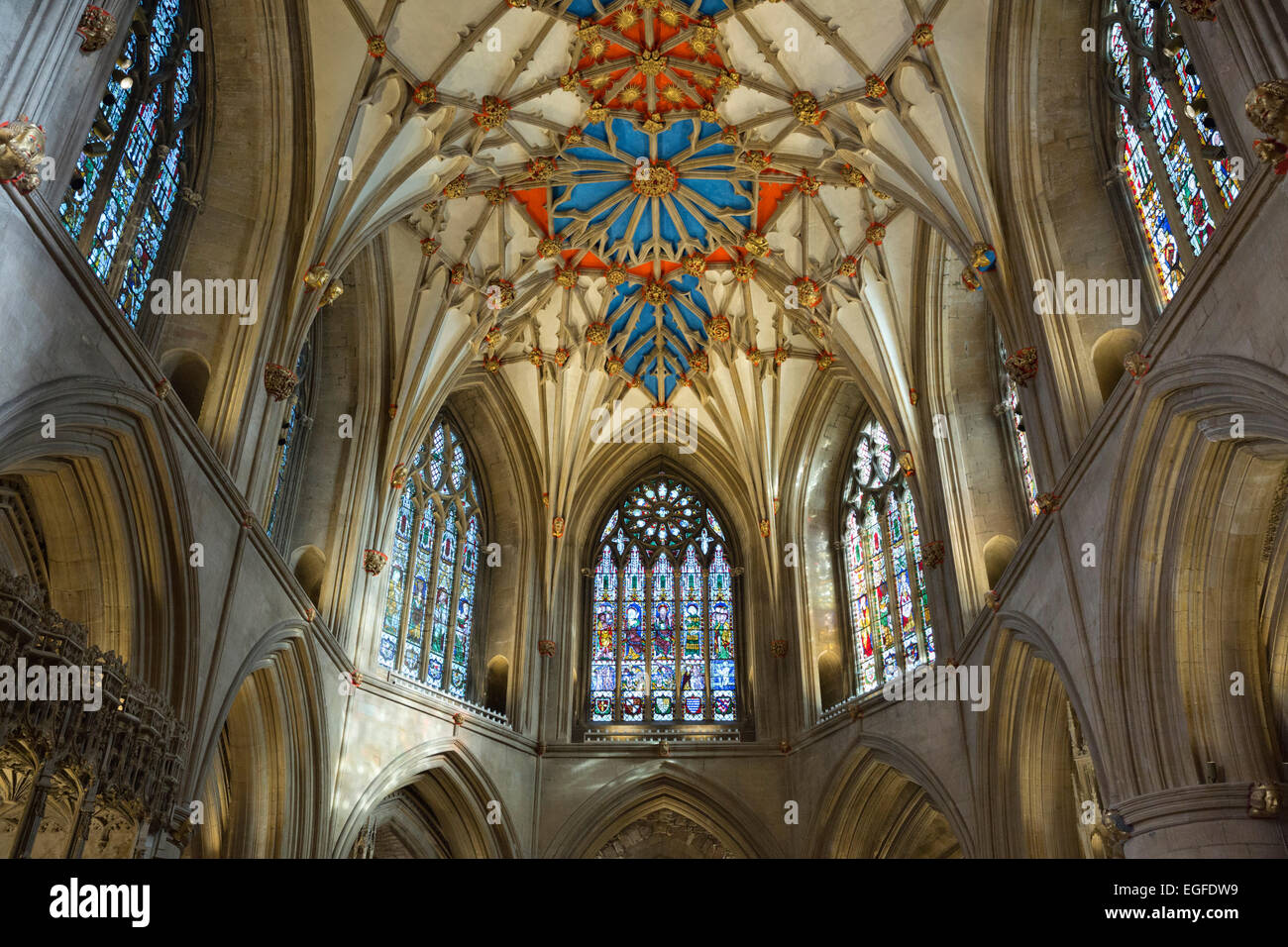 Abside de l'abbaye de Tewkesbury (église abbatiale de St Mary the Virgin), Gloucester, Gloucestershire, Angleterre, Royaume-Uni, Europe Banque D'Images