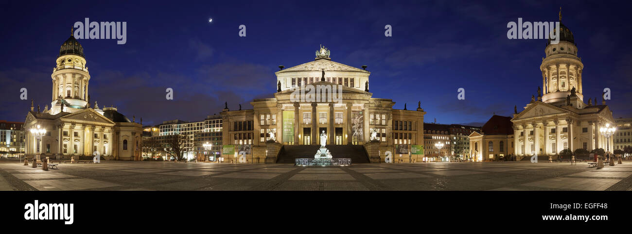 Gendarmenmarkt la nuit, panorama, Berlin, Allemagne Banque D'Images