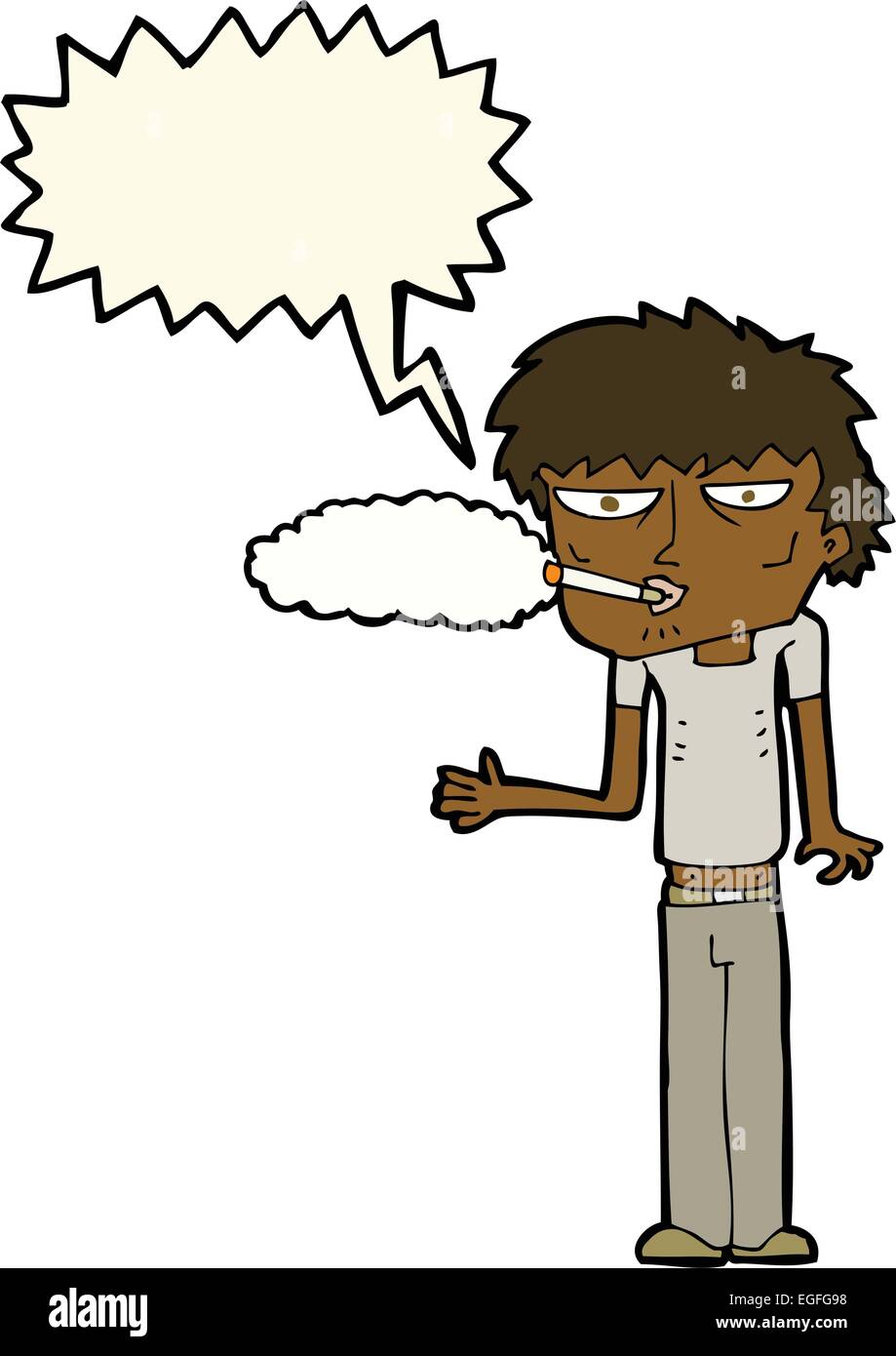 Caricature fumeur avec bulle Illustration de Vecteur