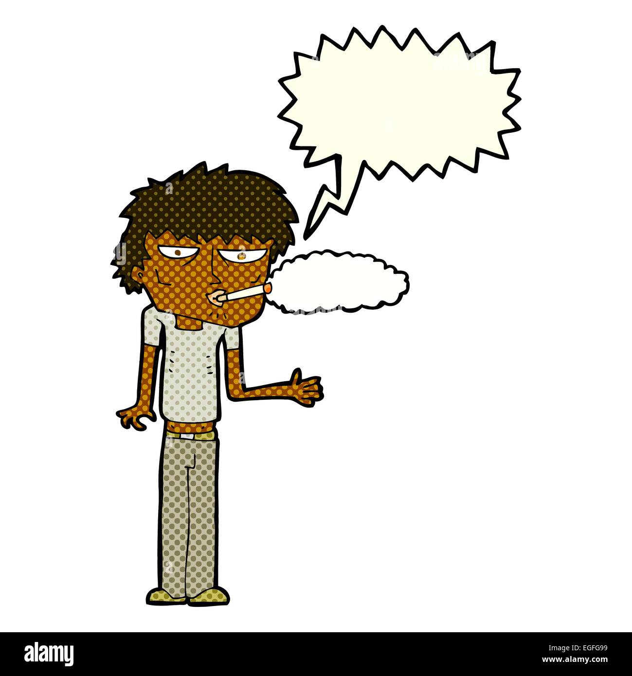 Caricature fumeur avec bulle Illustration de Vecteur