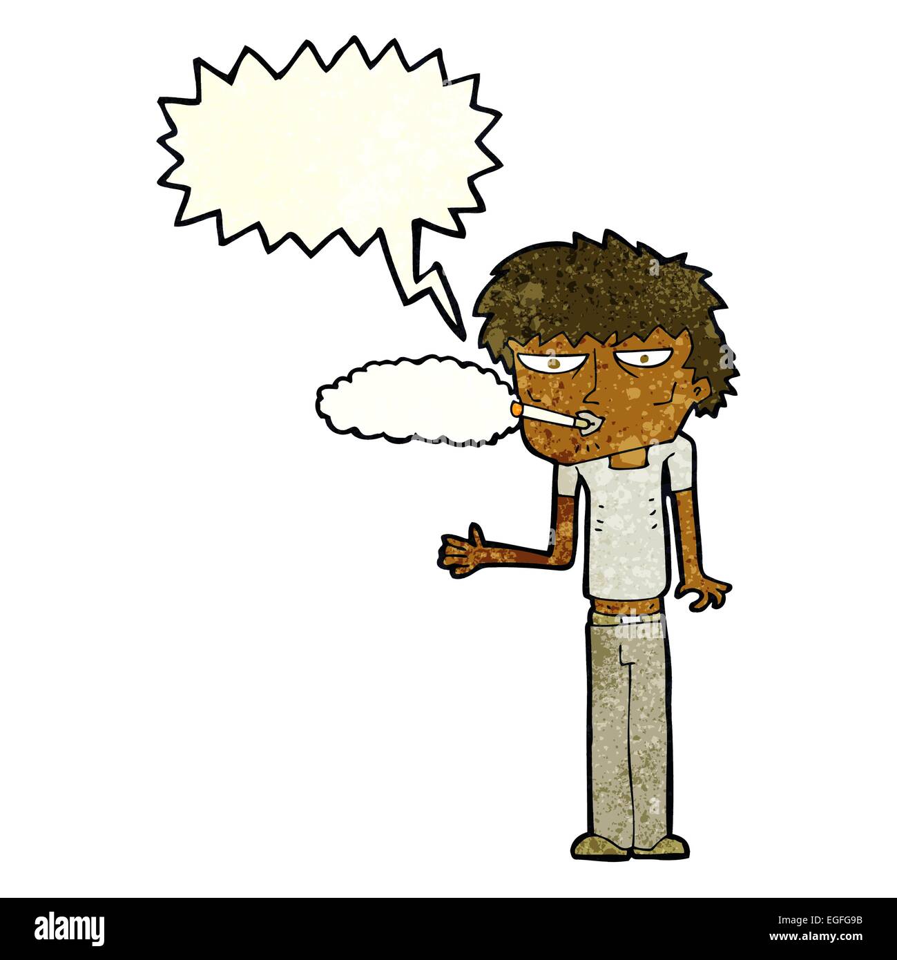 Caricature fumeur avec bulle Illustration de Vecteur