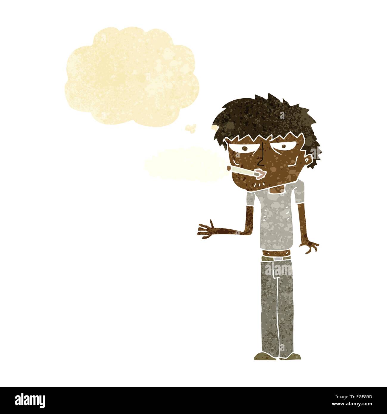 Caricature fumeur avec bulle pensée Illustration de Vecteur
