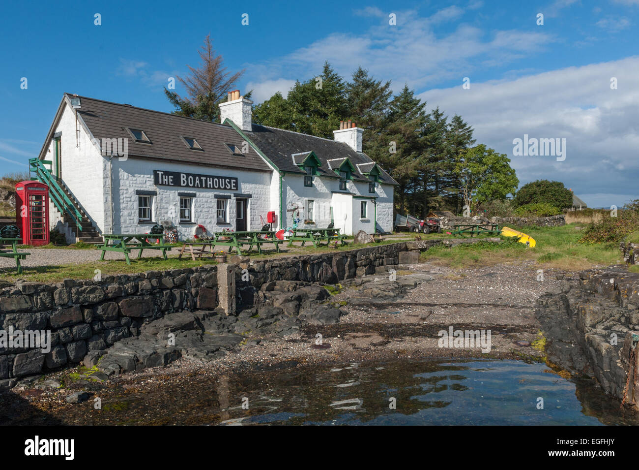 L'Ulva Boathouse au large de l'île de Mull en Écosse Banque D'Images