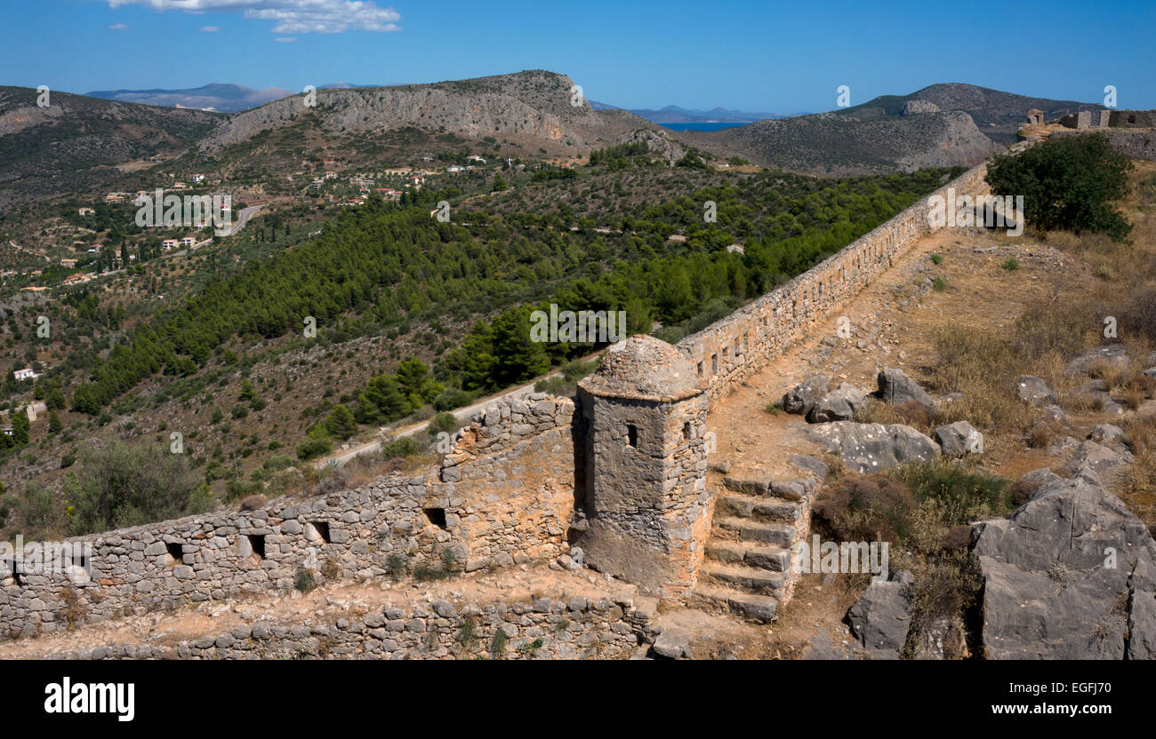Ruines du château de Palamidi, Argolide, Péloponnèse, Grèce, Europe Banque D'Images