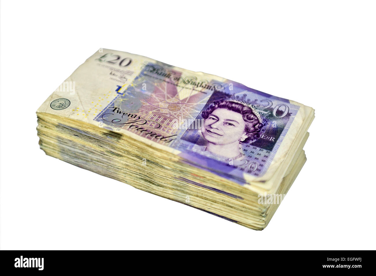 Découper des photo d'un tas de billets de banque britannique Banque D'Images