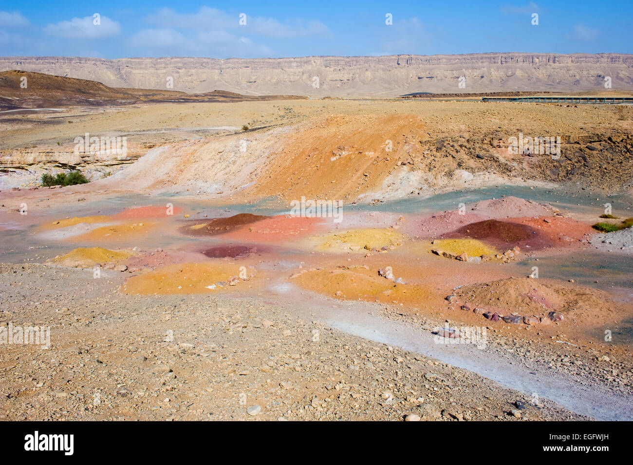 Sable de couleur dans le cratère Makhtesh ramon dans le désert du Néguev Banque D'Images
