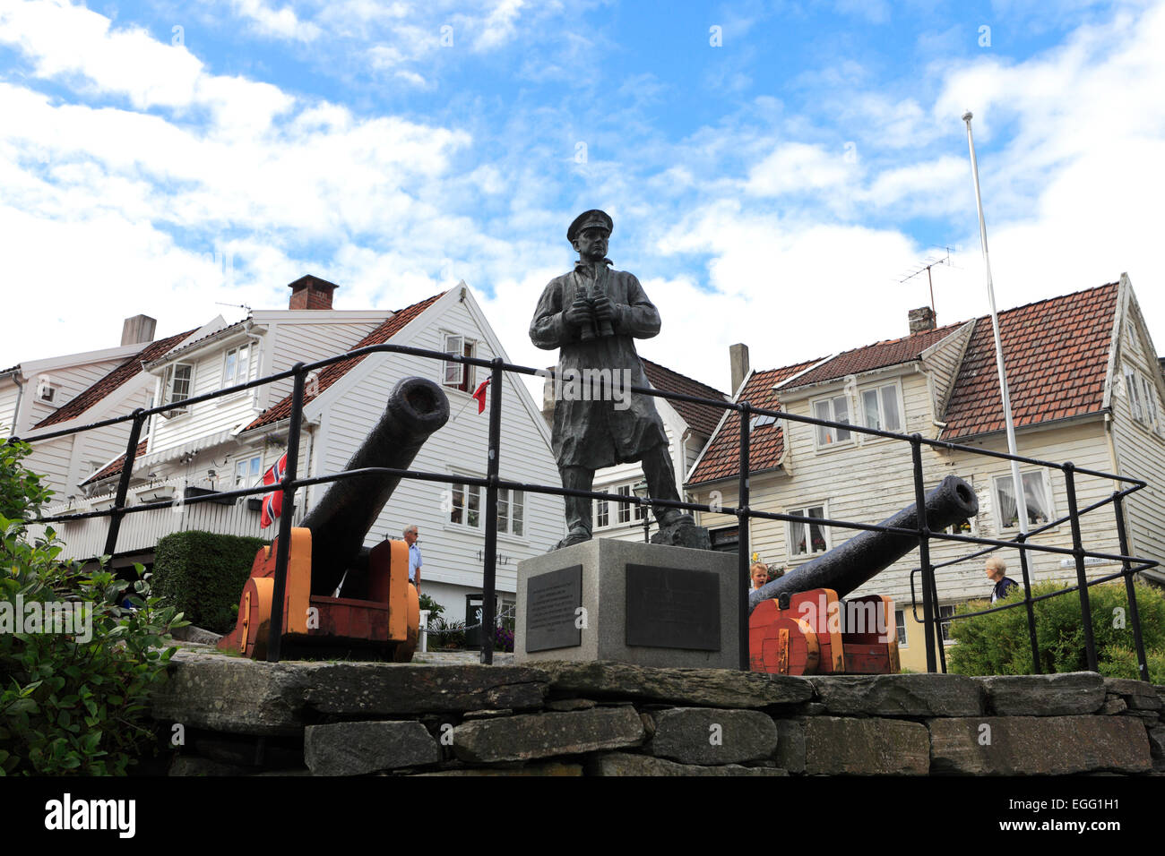 Statue de l'amiral Thore Horve, Vieux Stavanger (Gamle Stavanger), Stavanger, Fjords Ouest, Norvège, Scandinavie, l'Europe. Banque D'Images