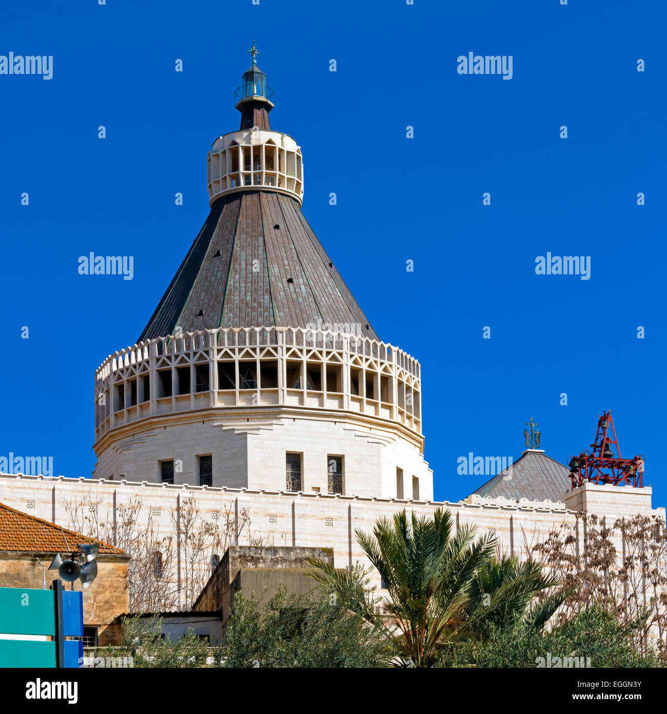 Façade de la cathédrale de l'Annonciation à Nazareth, Israël Banque D'Images