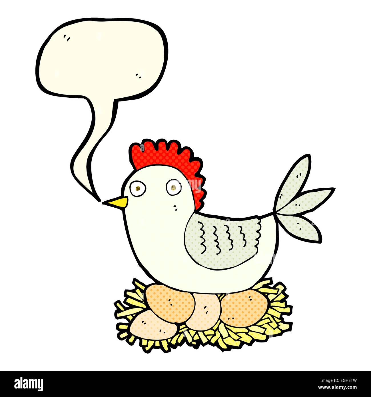 Caricature sur les oeufs de poule avec bulle Illustration de Vecteur