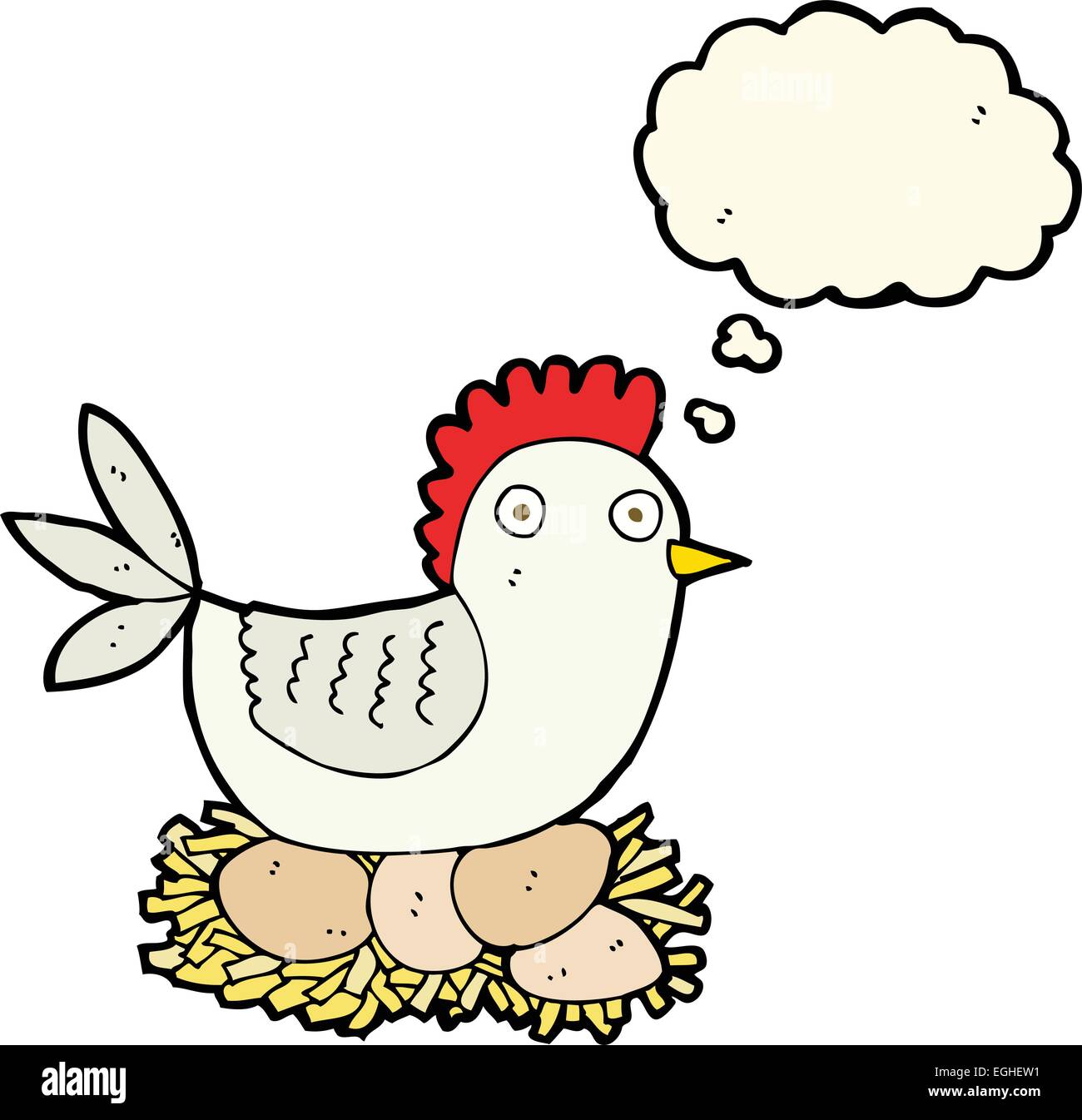 Caricature sur les oeufs de poule avec bulle pensée Illustration de Vecteur