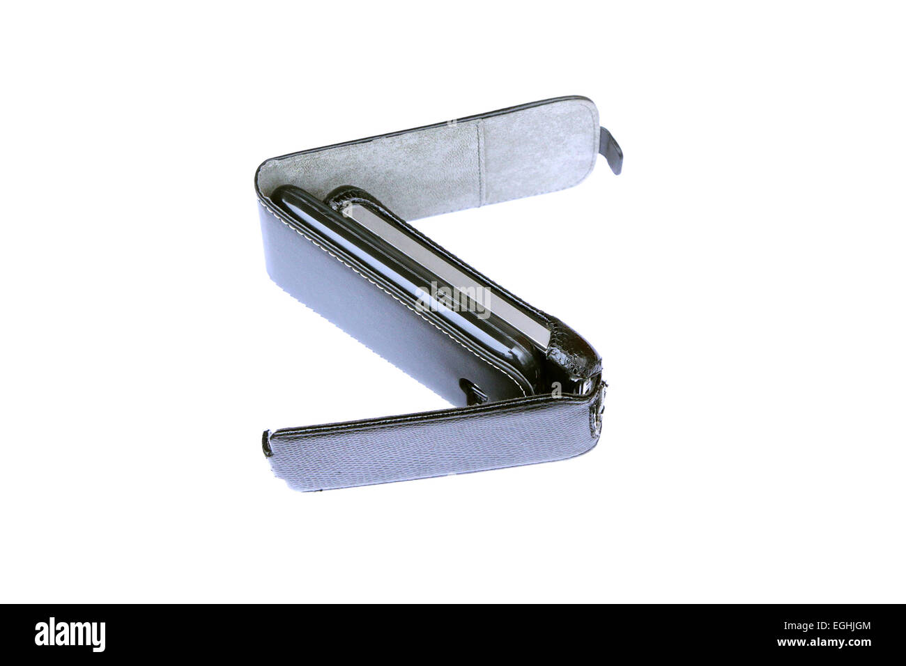 Deux téléphones intelligents ensemble sur fond blanc Banque D'Images