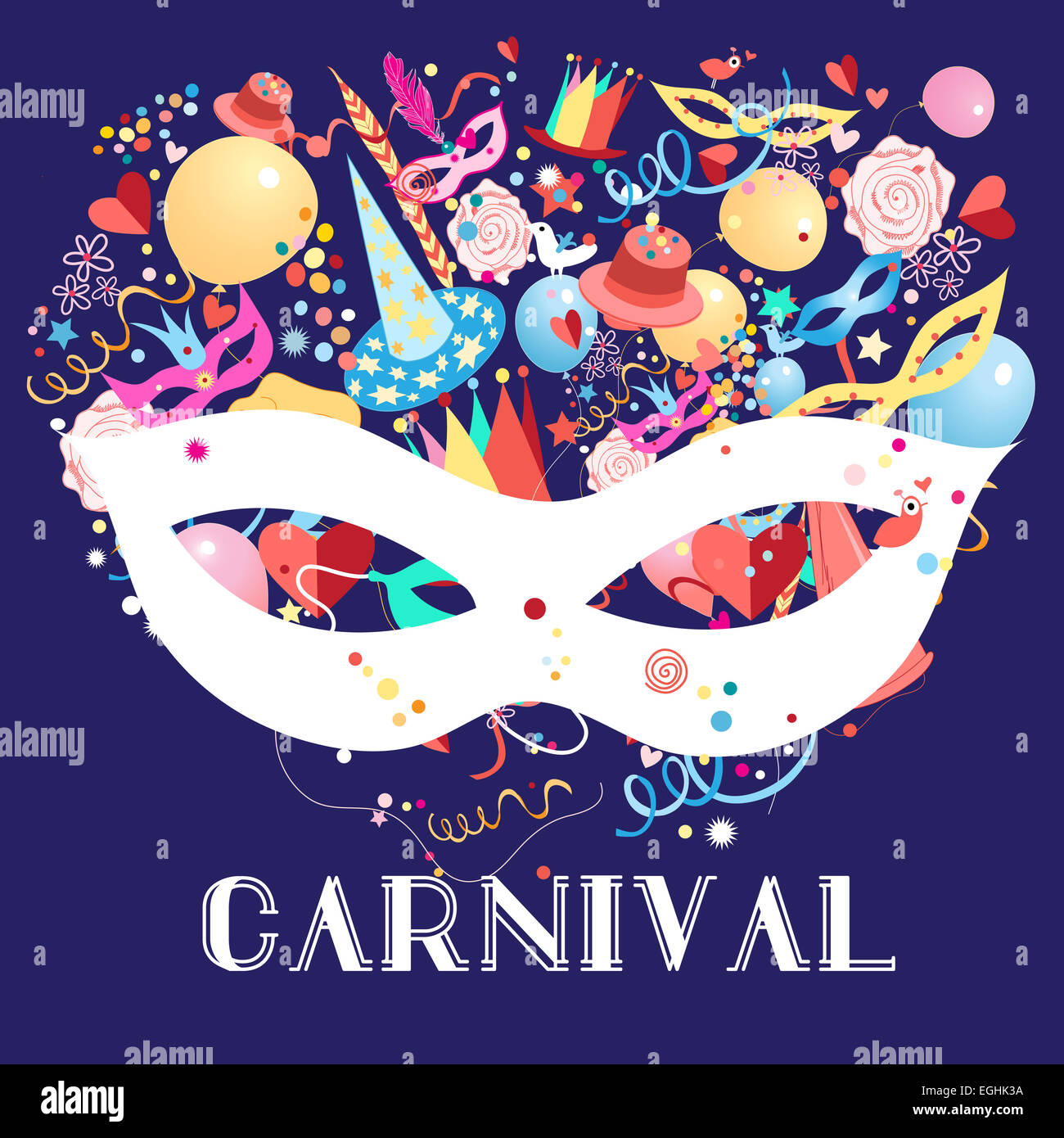 Un carnaval de couleurs vives avec masque d'arrière-plan Banque D'Images