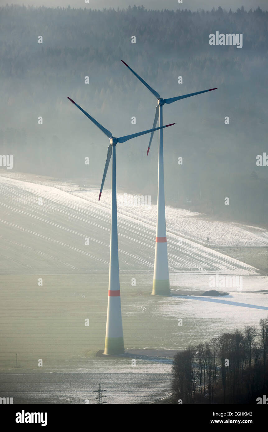 Les éoliennes, Bad Wünnenberg, Rhénanie-Palatinat, Hesse, Allemagne Banque D'Images