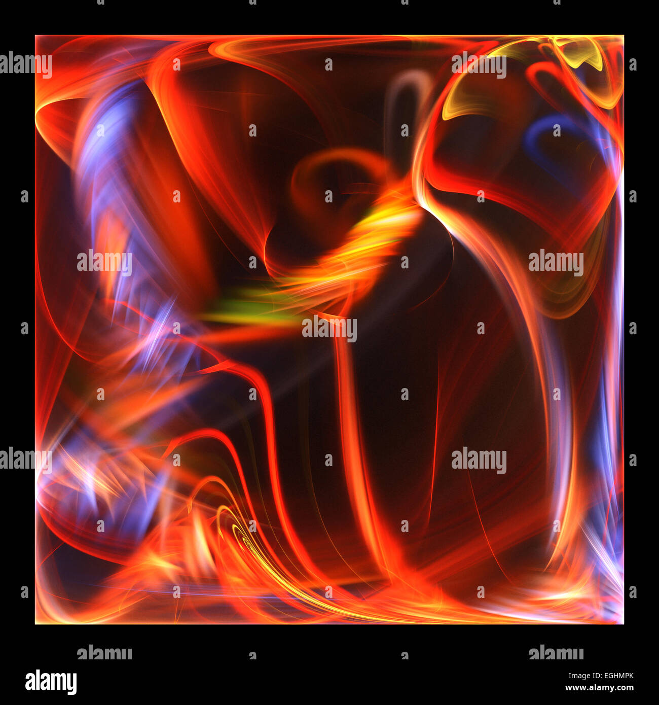 Motif artistique de fractal. Abstract place isolé sur fond noir Banque D'Images