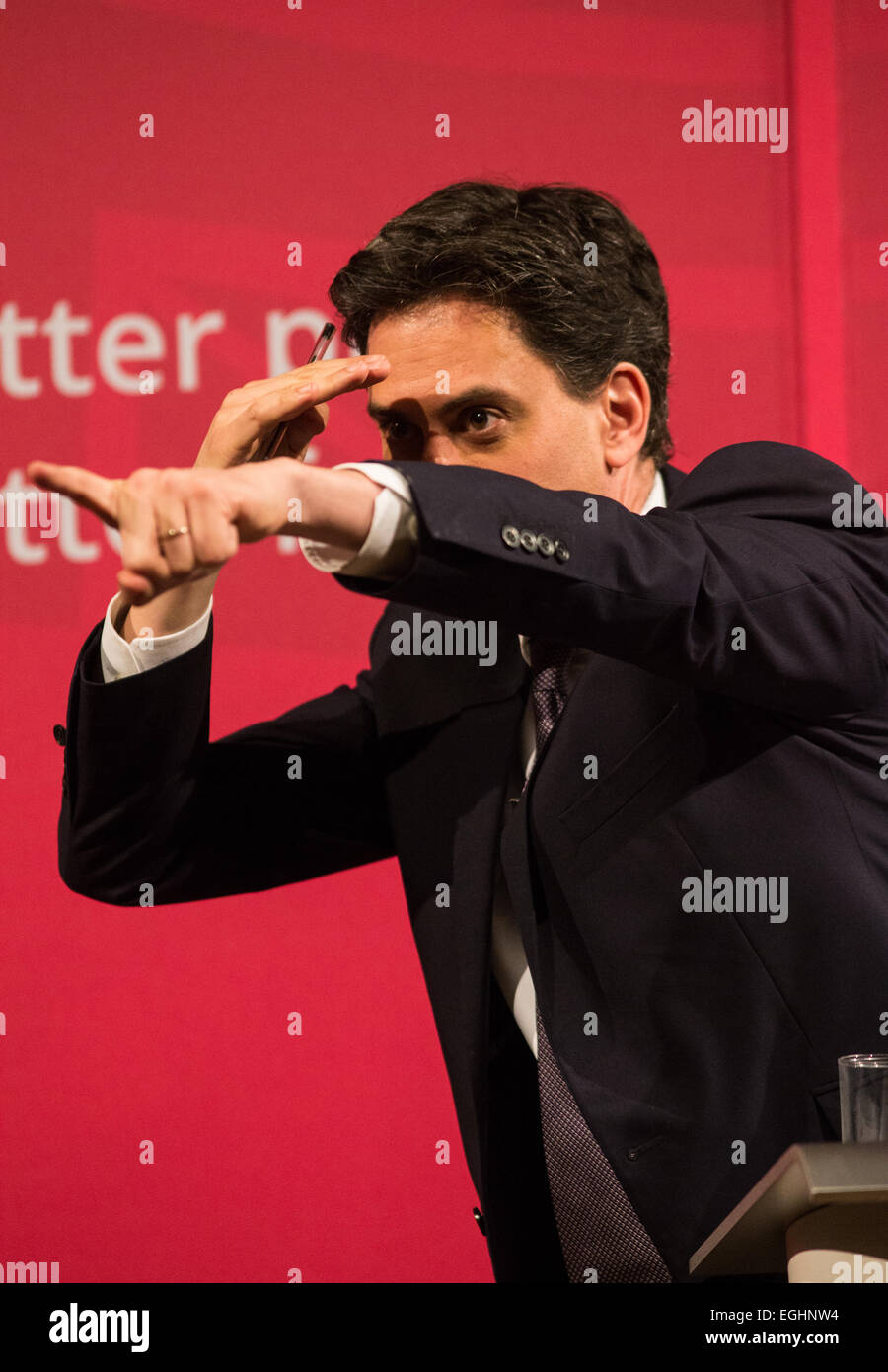 Ed Miliband offre son discours sur les arts à la Battersea Arts Centre, Londres Banque D'Images