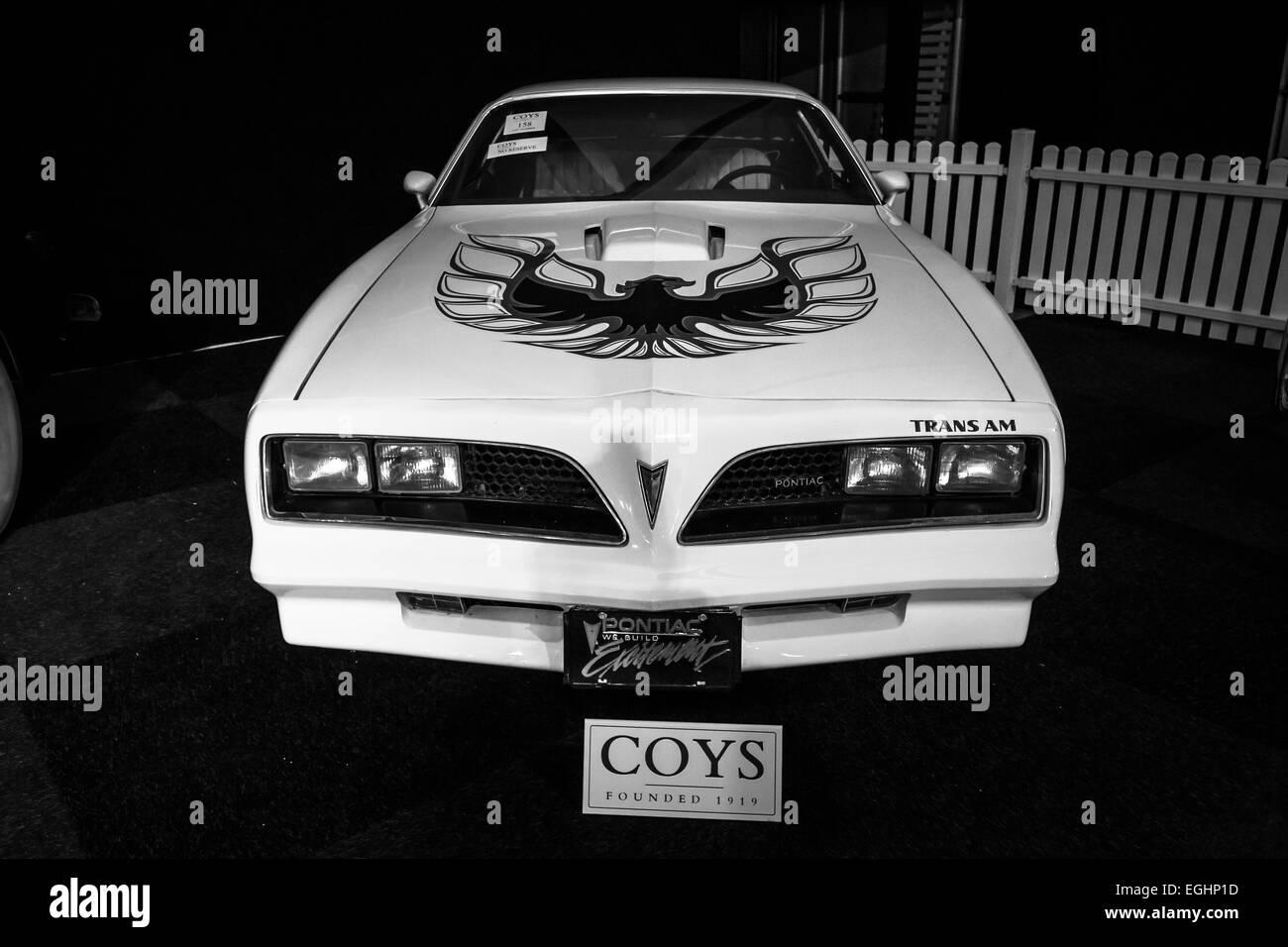 Muscle Car Pontiac Firebird Trans Am, 1977. Le noir et blanc Banque D'Images