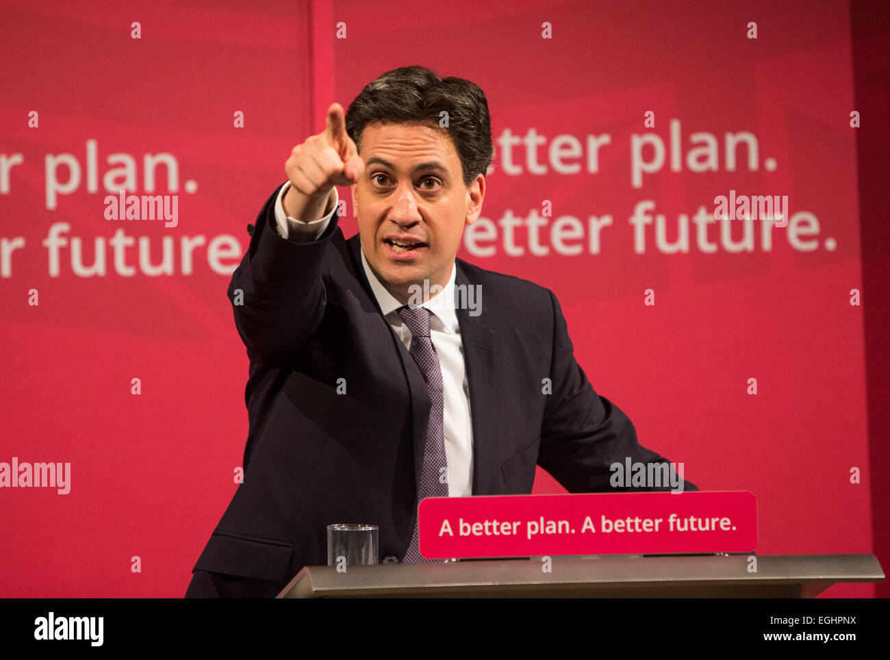 Ed Miliband offre son discours sur les arts à la Battersea Arts Centre, Londres Banque D'Images