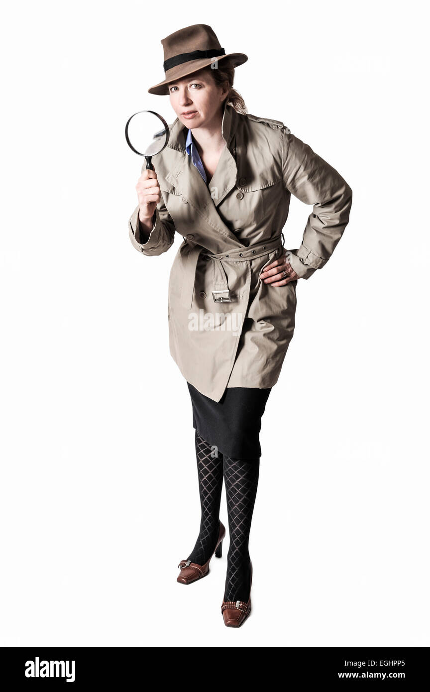 Woman posing comme un détective Banque D'Images