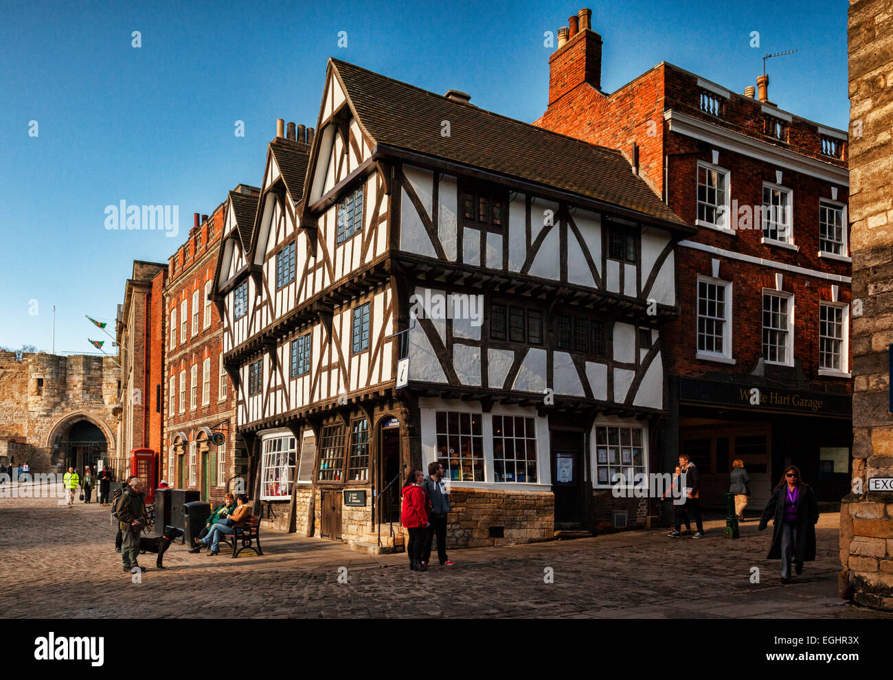 Bureau d'information touristique, Castle Hill, Lincoln, Lincolnshire, Angleterre, Royaume-Uni. Banque D'Images