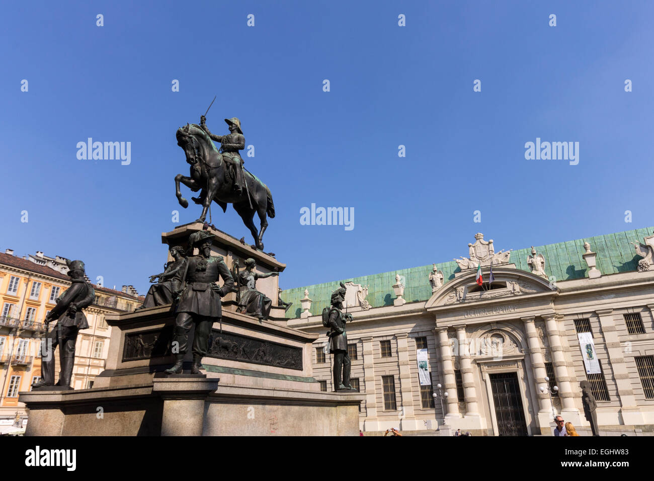 L'Italie, Piémont, Turin, Bibliothèque nationale à la place Carlo Alberto Banque D'Images