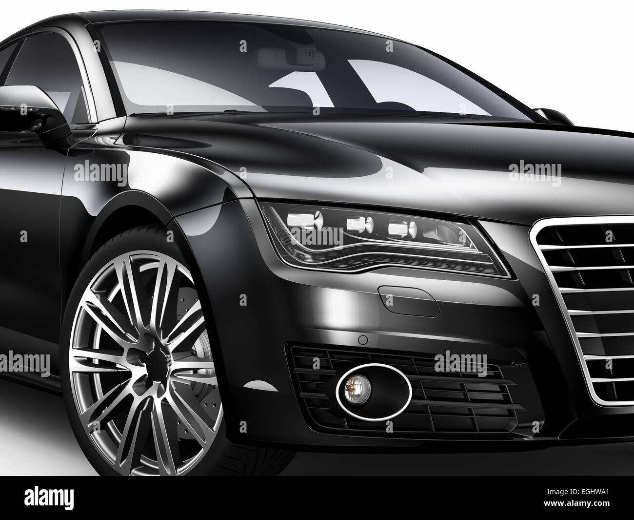 Voiture noire - cropped shot isotlated on white Banque D'Images