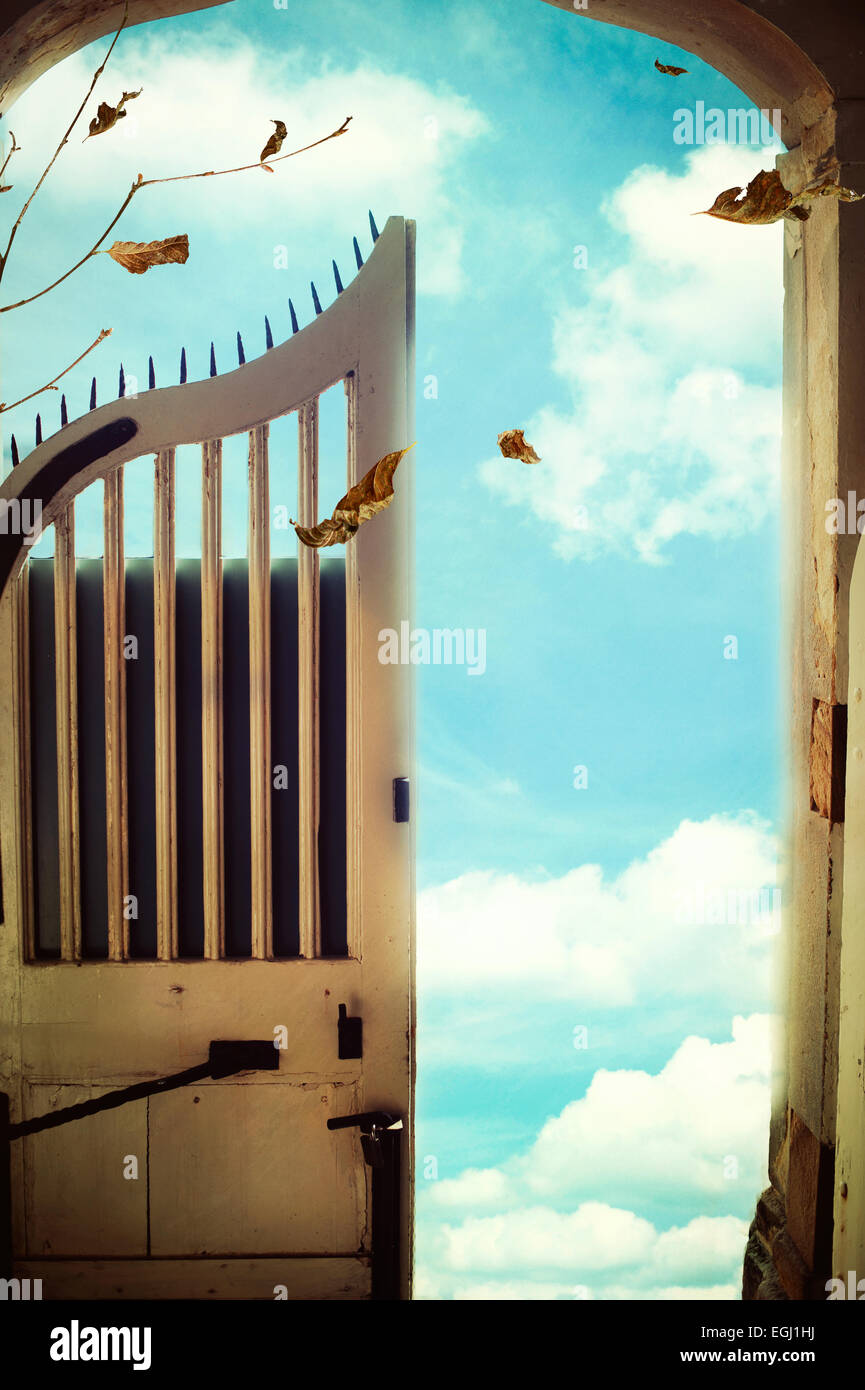 Porte ouverte menant à la sky Banque D'Images