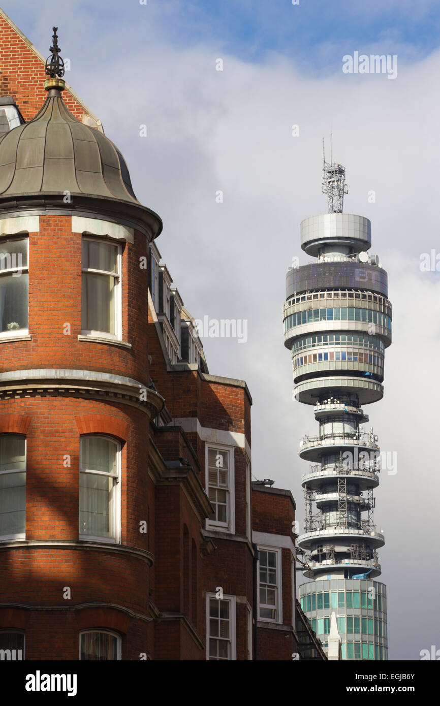 BT Tower situé dans Fitzrovia, Londres, administré par BT Group, Centre de Londres, Angleterre, RU Banque D'Images