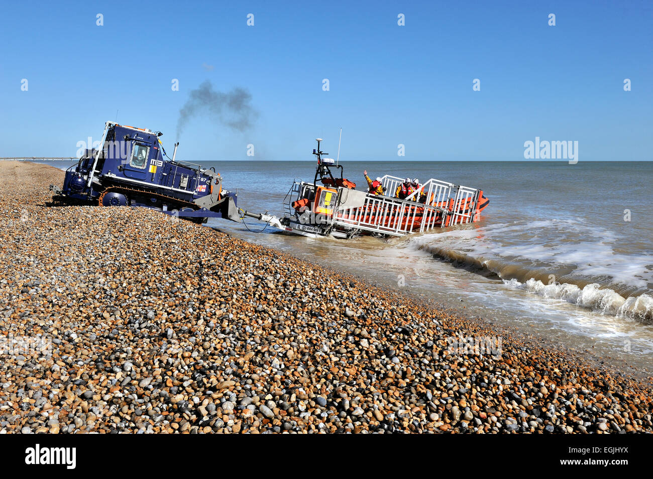 Tracteur de récupération du bateau de sauvetage Walmer, Deal Kent Banque D'Images