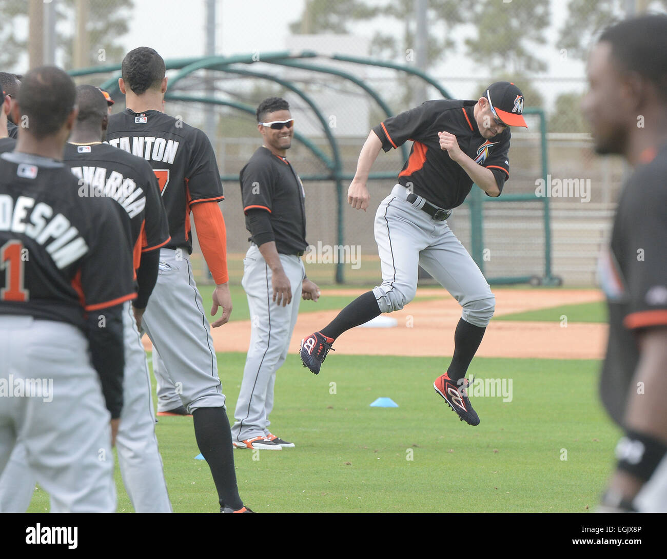 Jupiter, en Floride, USA. Feb 24, 2014. Ichiro Suzuki (Marlins MLB Marlins de Miami) : camp de formation du printemps à Jupiter, en Floride, États-Unis . © AFLO/Alamy Live News Banque D'Images