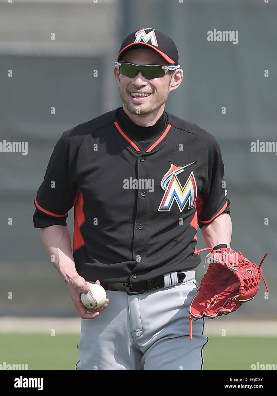 Jupiter, en Floride, USA. Feb 24, 2014. Ichiro Suzuki (Marlins MLB Marlins de Miami) : camp de formation du printemps à Jupiter, en Floride, États-Unis . © AFLO/Alamy Live News Banque D'Images