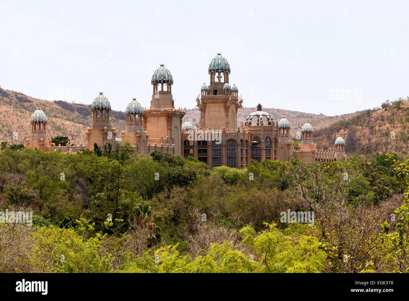 Panorama de Sun City, Le Palace de Lost City, Luxury Resort en Afrique du Sud Banque D'Images