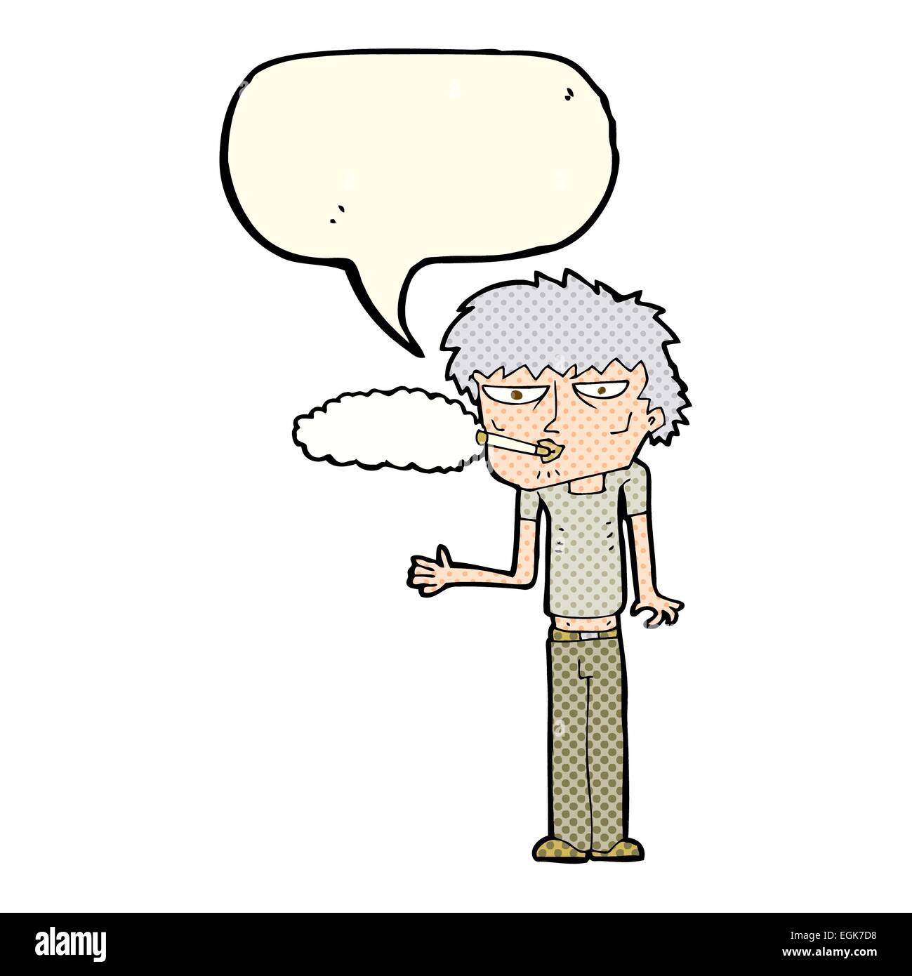 Caricature fumeur avec bulle Illustration de Vecteur