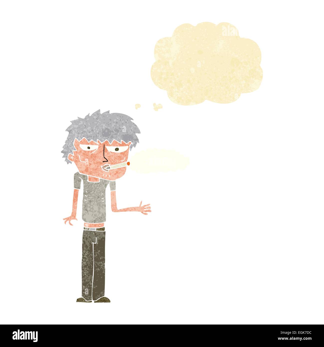 Caricature fumeur avec bulle pensée Illustration de Vecteur