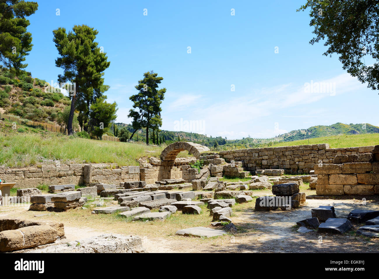 L'entrée de l'ancienne Olympia Stadium, Péloponnèse, Grèce Banque D'Images