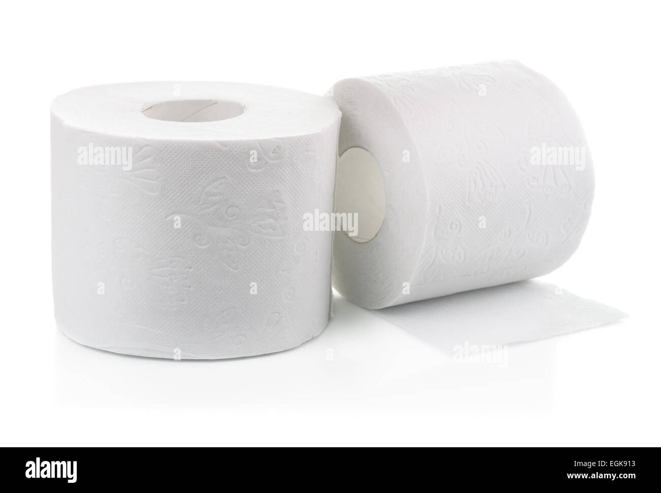 Deux rouleaux de papier de toilette isolated on white Banque D'Images