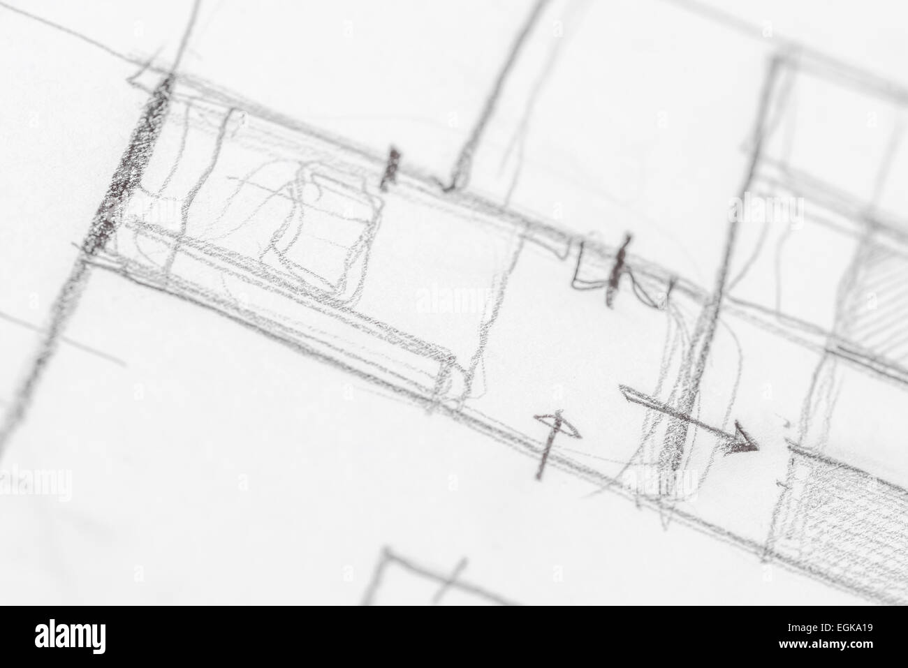 Dessin A La Main De L Architecte Plan De Maison Avec Crayon Croquis Photo Stock Alamy