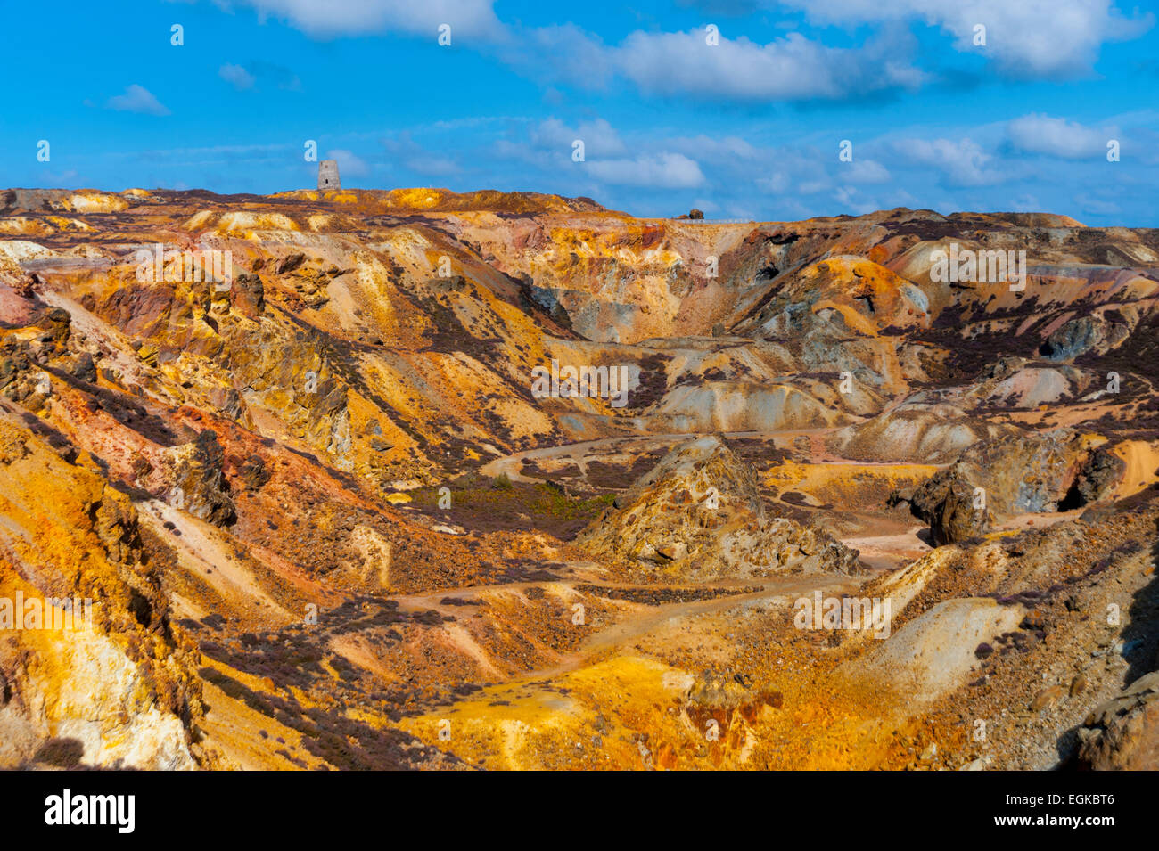 Parys mine de cuivre près de Amlych la montagne du nord du Pays de Galles. Banque D'Images