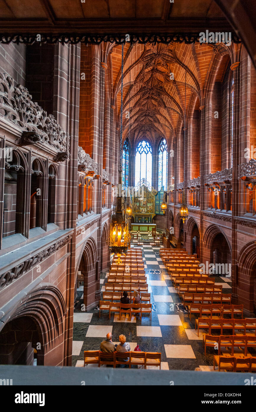 Intérieur de la cathédrale anglicane de Liverpool Banque D'Images