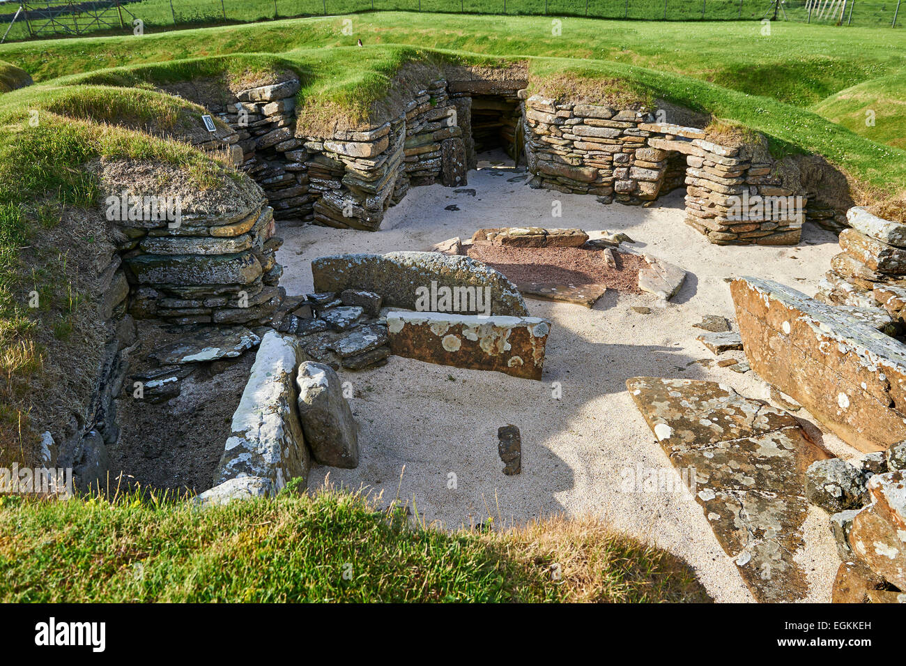 Le village néolithique ruines de Skara Brae, vers 2 500, Site du patrimoine mondial de l'UNESCO. Les Orcades, en Écosse Banque D'Images