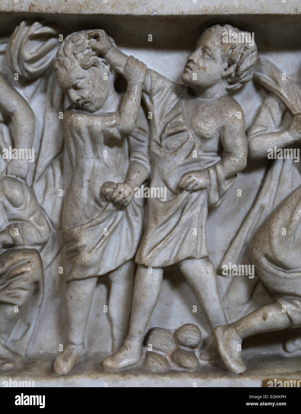 Époque Romaine. Sarcophage d'un enfant. En. 3e 100. AD. À partir de la Via Appia. Rome. Musées du Vatican. Pio-Clementine Museum. Banque D'Images