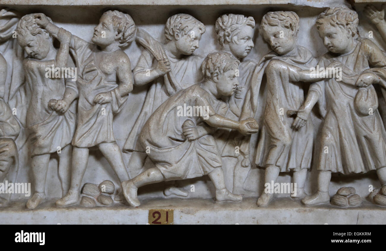 Époque Romaine. Sarcophage d'un enfant. En. 3e 100. AD. À partir de la Via Appia. Rome. Musées du Vatican. Pio-Clementine Museum. Banque D'Images