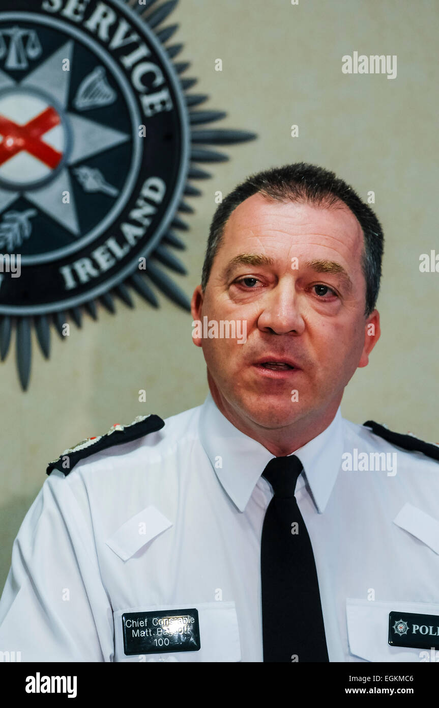 Belfast, Irlande du Nord. 3e juillet 2013. Service de police d'Irlande du Nord (PSNI) Chef de police Matt Baggott répond à un rapport accablant de l'inspection des Commissions (HMIC) dans l'enquête Historique Équipe (HET) Banque D'Images