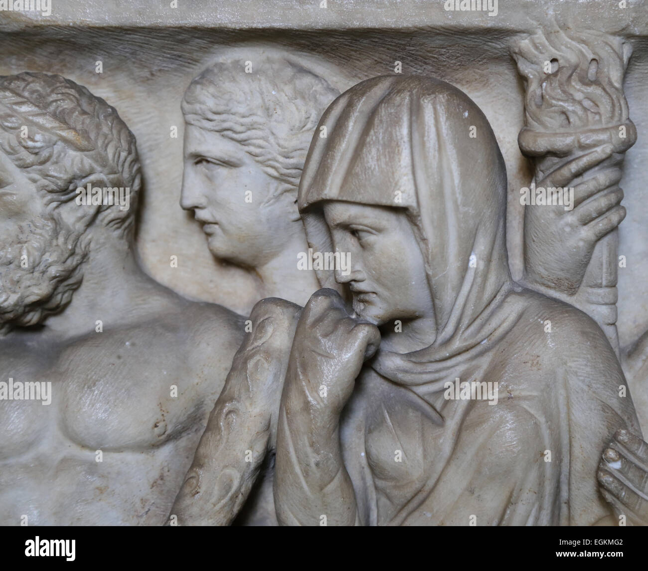 Époque Romaine. Sarcophage de Metilia de Acte. D Pianebella, près de l'Ostia. C. 161-170 CE. Épouse de Caius Junius. Euhodus Banque D'Images
